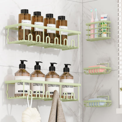 5 Pack Adhesive Bathroom Holders & Dispensers for Kids & Adults, Black