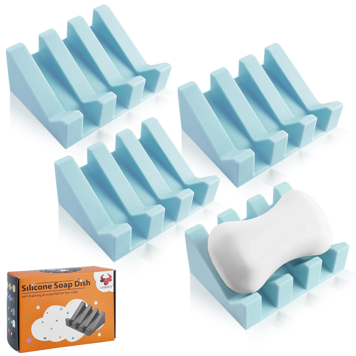 Self Draining Soap Dish Holder,Silicone Soap Dish,for Bathroom,Kitchen, Sponges，Can Extend Soap Life，Keep Soap Bars Dry and Easy Cleaning (Black,1-Pack)