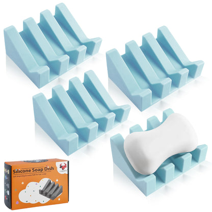 Self Draining Soap Dish Holder,Silicone Soap Dish,for Bathroom,Kitchen, Sponges，Can Extend Soap Life，Keep Soap Bars Dry and Easy Cleaning (Black,1-Pack)