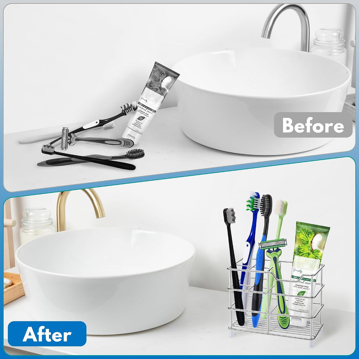Toothbrush Holders for Bathrooms 304 Stainless Steel Quick Drying Silver