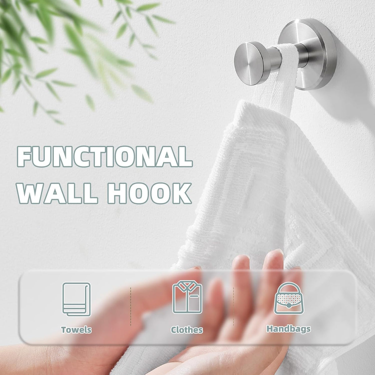 APLusee Towel Hook, Brushed Nickel, 304 Stainless Steel, Wall Mount