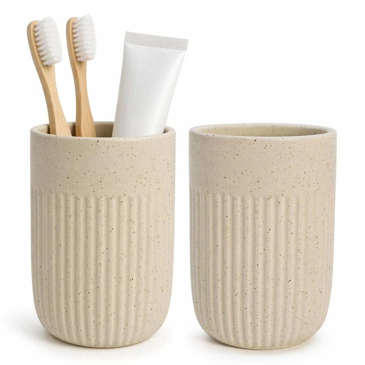 White Toothbrush Holder for Bathroom Ceramic Toothbrush Cup