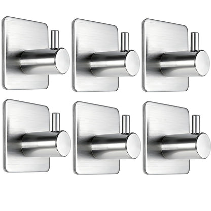 Fotosnow Adhesive Towel Hooks 15lbs Heavy Duty Wall Hooks Waterproof Stainless Steel Hanger for Hanging Coat, Hat, Towel Robe Hook Rack Wall Mount- Bathroom and Bedroom 4-Packs