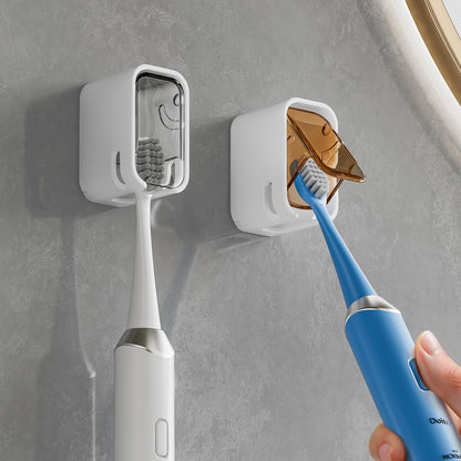 MOPMS Single Slot Toothbrush Holders Wall Mounted with Cover for Bathrooms