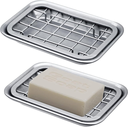 SheeChung Soap Dish for Bathroom Kitchen, Stainless Steel Soap Holder Tray