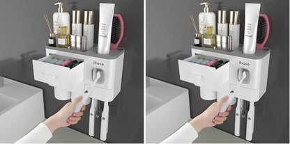 iHave Toothbrush Holders Wall Mounted with Toothpaste Dispenser & 2 Cups
