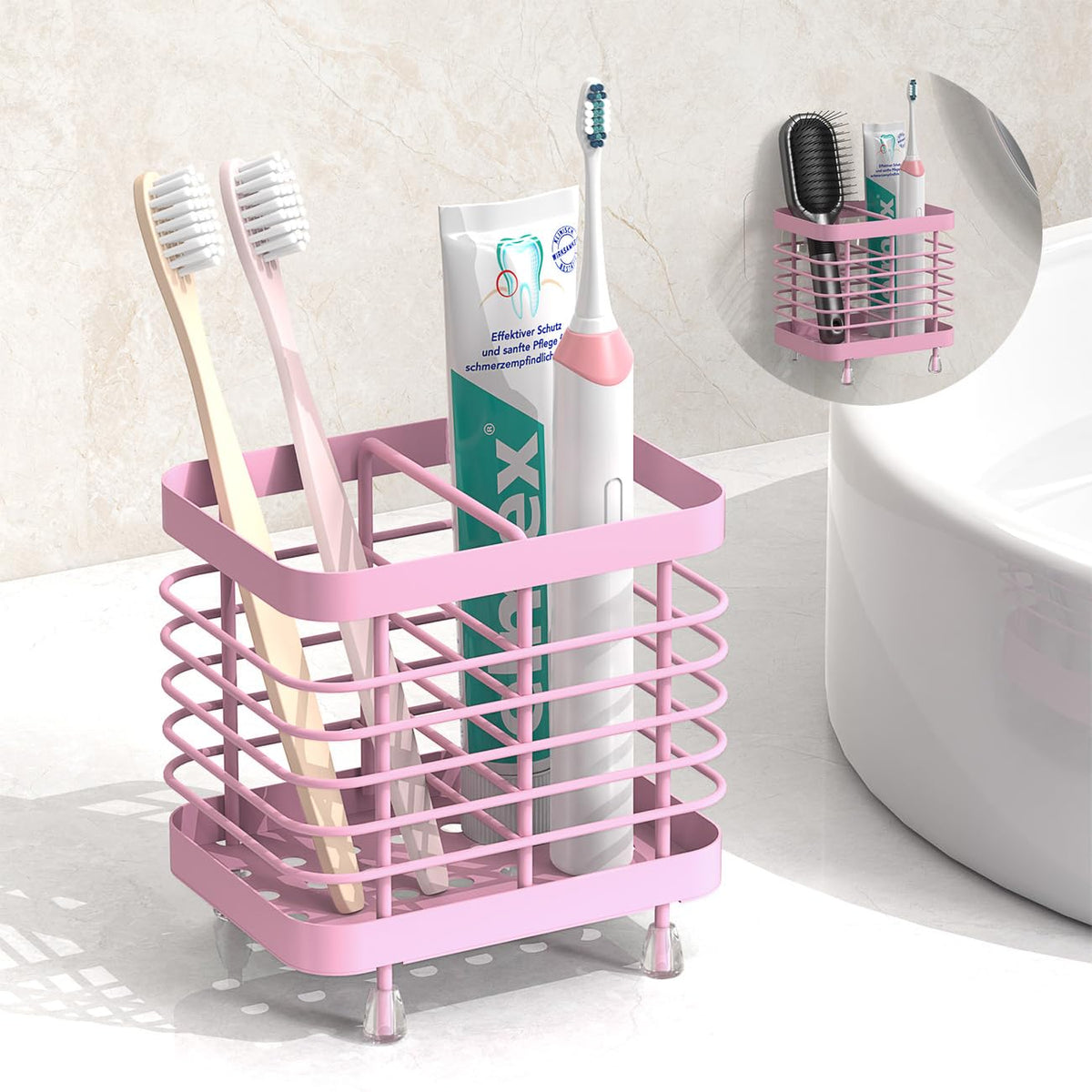 Luxspire Toothbrush Holders for Bathroom, Stainless Steel, 2 Slots, Silver