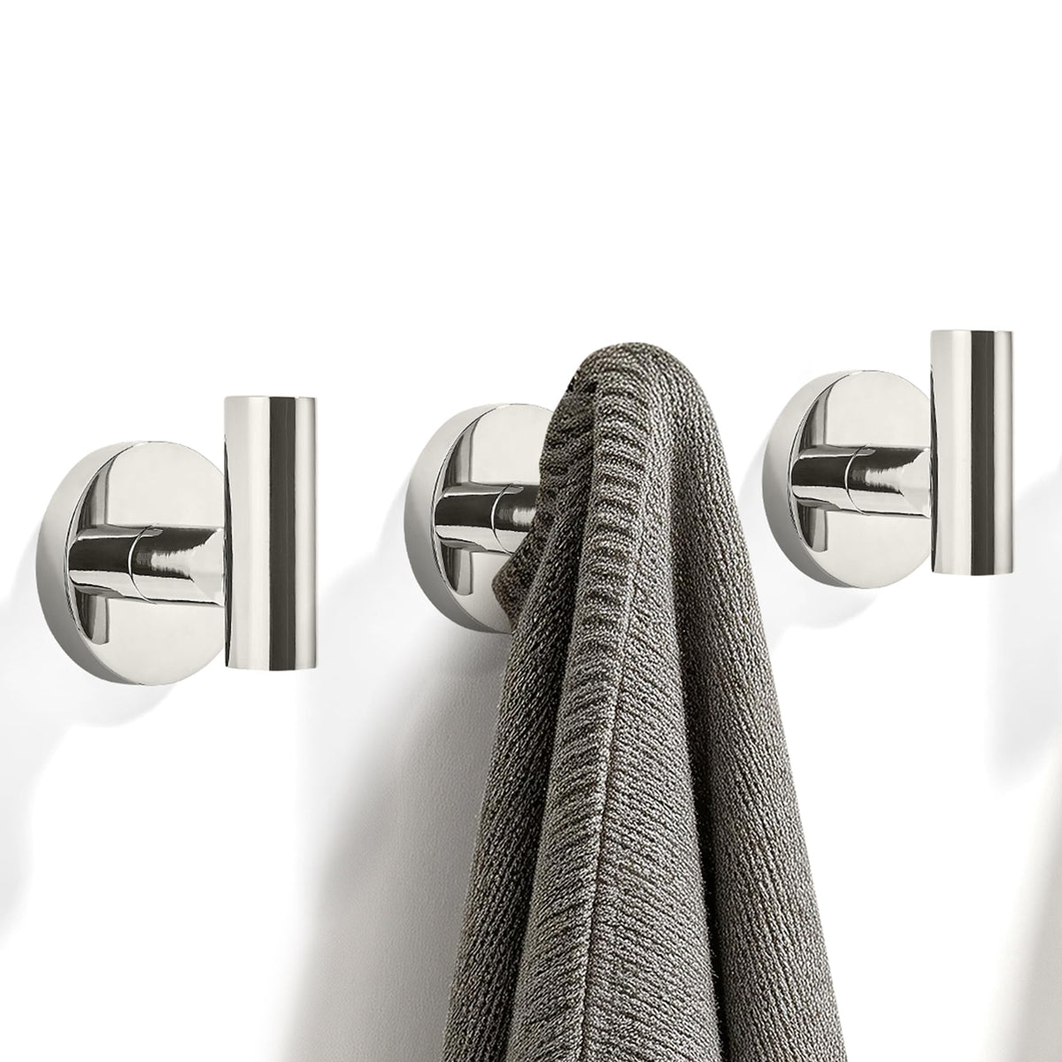TUNNY 3 Pack Round Bathroom Towel Hooks - Champagne Gold Robe & Coat Hooks for Bathroom & Bedroom