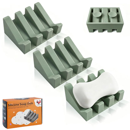 Soap Dish Holder for Shower with Suction Cup, Silicone Soap Holder & Saver Self-Draining Bar Soap Dish Keeps Soap Dry for Bathroom, Kitchen, Bathtub, Extends Soap Life (White-1Pack)