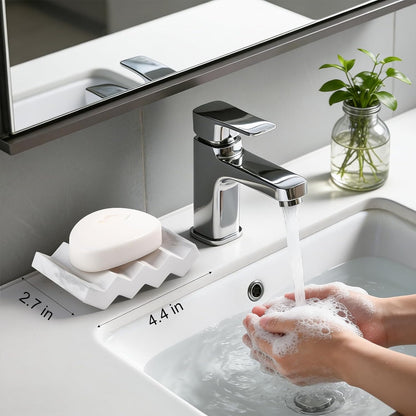 Bar Soap Holder Diatomite Soap Dish Sponge Caddy, Marble White