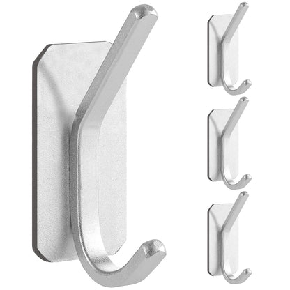 Paoli Heavy Duty Adhesive Wall Hooks, 30 lb Max Load Waterproof Hooks for Bathroom Towels Coats Bags, No Drill Damage-Free for Renters Apartment Dorm, Matte Black, 4 Pack