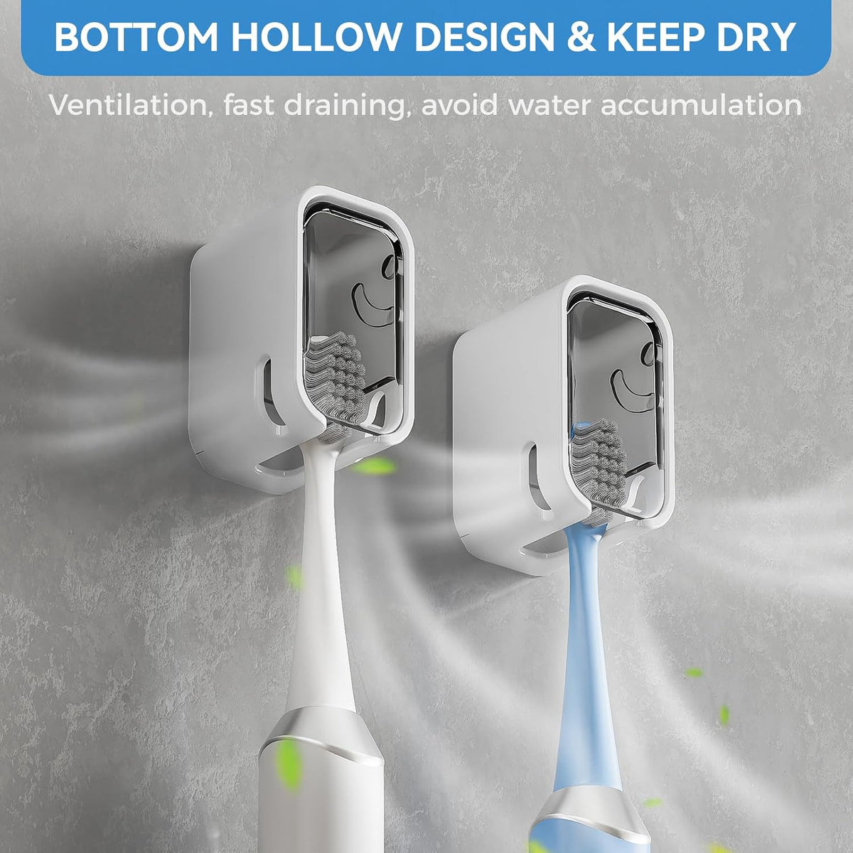 MOPMS Single Slot Toothbrush Holders Wall Mounted with Cover for Bathrooms