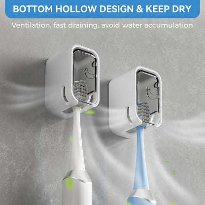 MOPMS Single Slot Toothbrush Holders Wall Mounted with Cover for Bathrooms