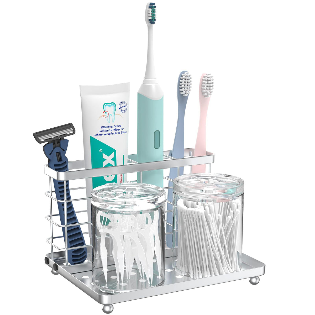 Luxspire Toothbrush Holders for Bathroom, Stainless Steel, 2 Slots, Silver