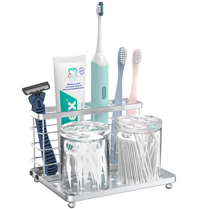Luxspire Toothbrush Holders for Bathroom, Stainless Steel, 2 Slots, Silver