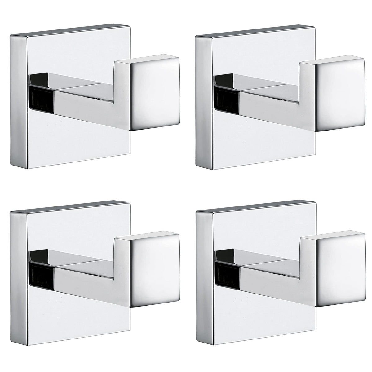 Towel Hooks for Bathrooms, Brushed Nickel Towel Hook for Kitchen Bathroom, SUS304 Stainless Steel Coat Hook, Square Heavy Duty Holder Robe Hooks for Hanging Towels, Coats, sponges, Wall Mount, 4 Pack