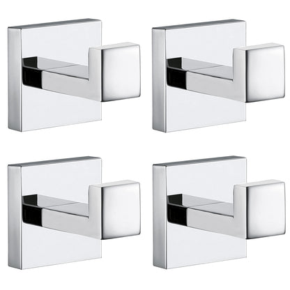Towel Hooks for Bathrooms, Brushed Nickel Towel Hook for Kitchen Bathroom, SUS304 Stainless Steel Coat Hook, Square Heavy Duty Holder Robe Hooks for Hanging Towels, Coats, sponges, Wall Mount, 4 Pack