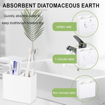Diatomite Toothbrush Holder Toothpaste Organizer, White