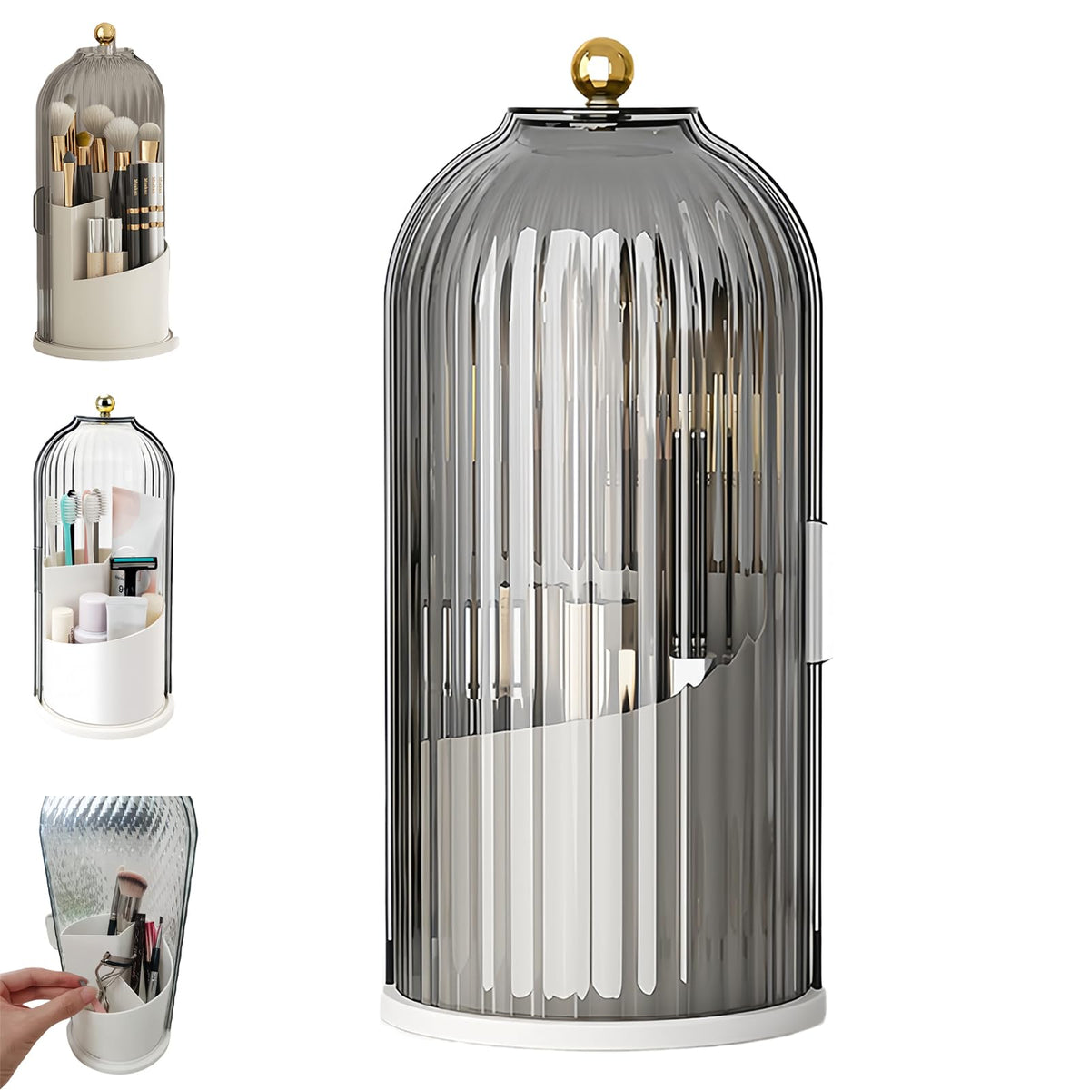 Concealed Toothbrush Holder, Rotating Bathroom Organizer Countertop