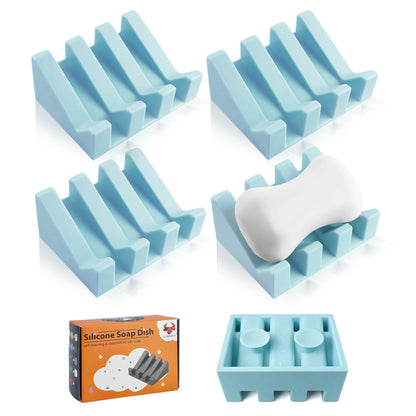 Soap Dish Holder for Shower with Suction Cup, Silicone Soap Holder & Saver Self-Draining Bar Soap Dish Keeps Soap Dry for Bathroom, Kitchen, Bathtub, Extends Soap Life (White-1Pack)