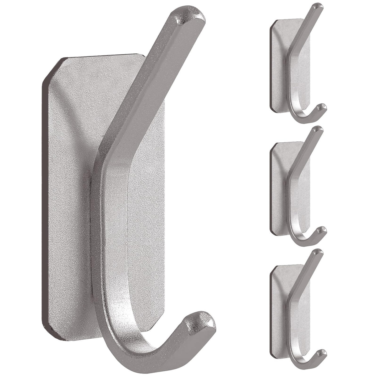 Paoli Heavy Duty Adhesive Wall Hooks, 30 lb Max Load Waterproof Hooks for Bathroom Towels Coats Bags, No Drill Damage-Free for Renters Apartment Dorm, Matte Black, 4 Pack