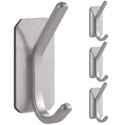 Paoli Heavy Duty Adhesive Wall Hooks, 30 lb Max Load Waterproof Hooks for Bathroom Towels Coats Bags, No Drill Damage-Free for Renters Apartment Dorm, Matte Black, 4 Pack