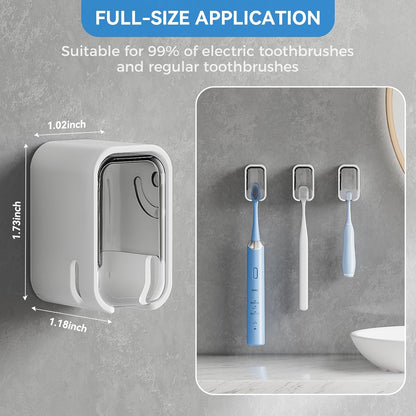 MOPMS Single Slot Toothbrush Holders Wall Mounted with Cover for Bathrooms