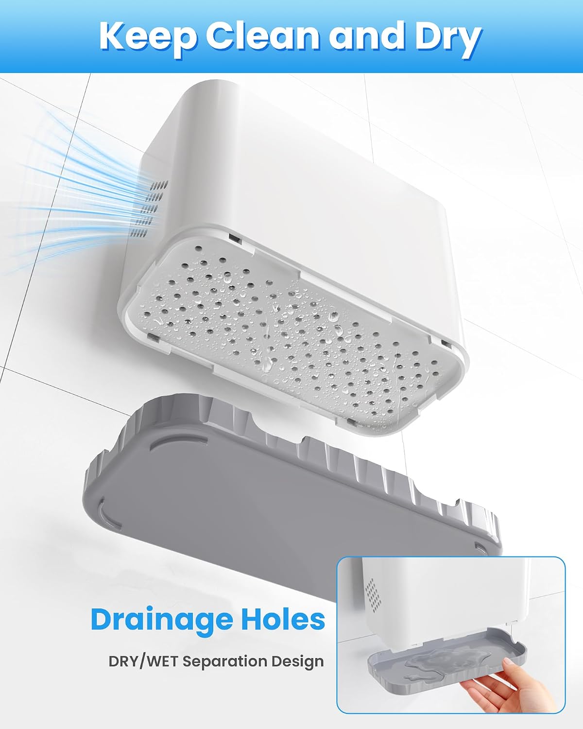 Toothbrush and Toothpaste Holders for Bathrooms Countertop - Detachable 5 Slots Kids Electric Toothbrush Holders Set Wall Mounted with Removable Dividers for Bathroom Decor and Accessories Organizer