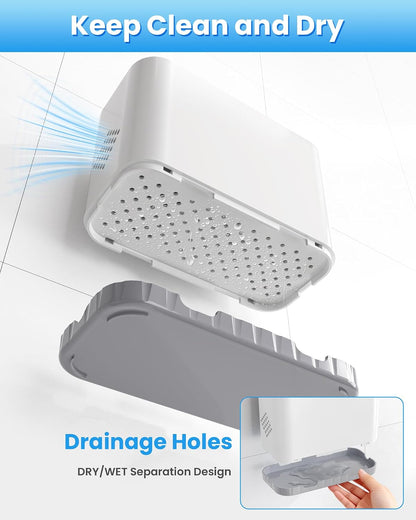 Toothbrush and Toothpaste Holders for Bathrooms Countertop - Detachable 5 Slots Kids Electric Toothbrush Holders Set Wall Mounted with Removable Dividers for Bathroom Decor and Accessories Organizer