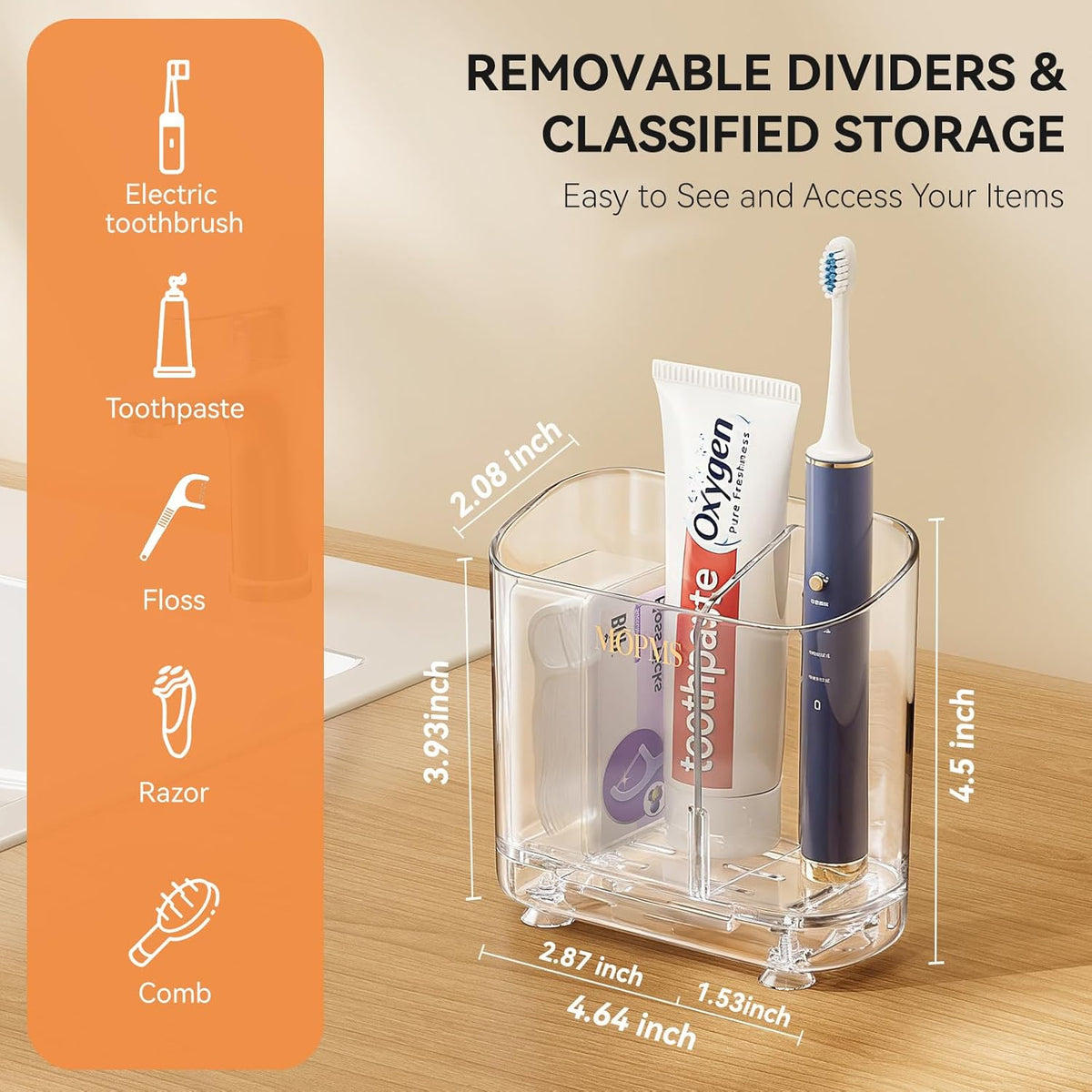 MOPMS Toothbrush Holders with Drainage for Bathrooms Countertop Organizer