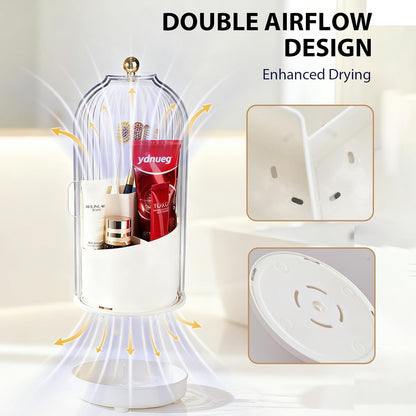 3-Slot Coverd Rotating Toothbrush Holders with Lid for Bathrooms