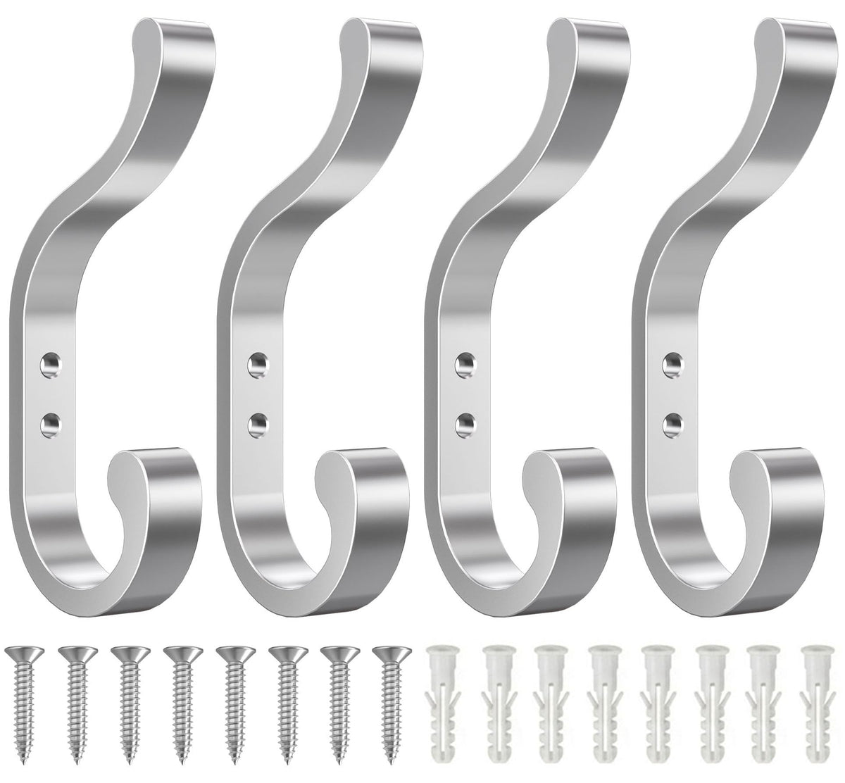 Coat Hooks Wall Mount,Heavy Duty Wall Hooks for Backpack,Towel,Black 4 Pack