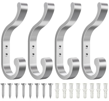 Coat Hooks Wall Mount,Heavy Duty Wall Hooks for Backpack,Towel,Black 4 Pack