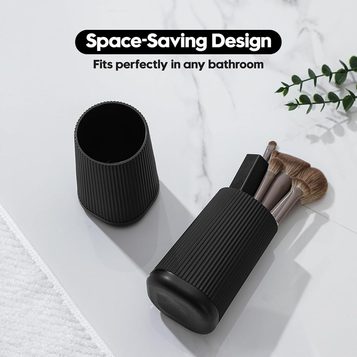 YAUKPH Small Single Toothbrush Holder with Silicone Bottom Black