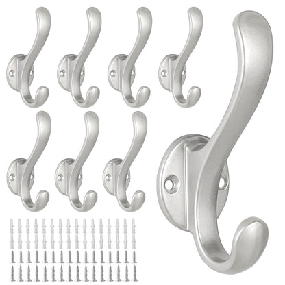 6 Pack Coat Hooks Wall Mount Heavy Duty Utility Retro Double Hooks for Hanging Coats,Hat, Towel, Key, Robe, Scarf, Bag, Cap (Black)