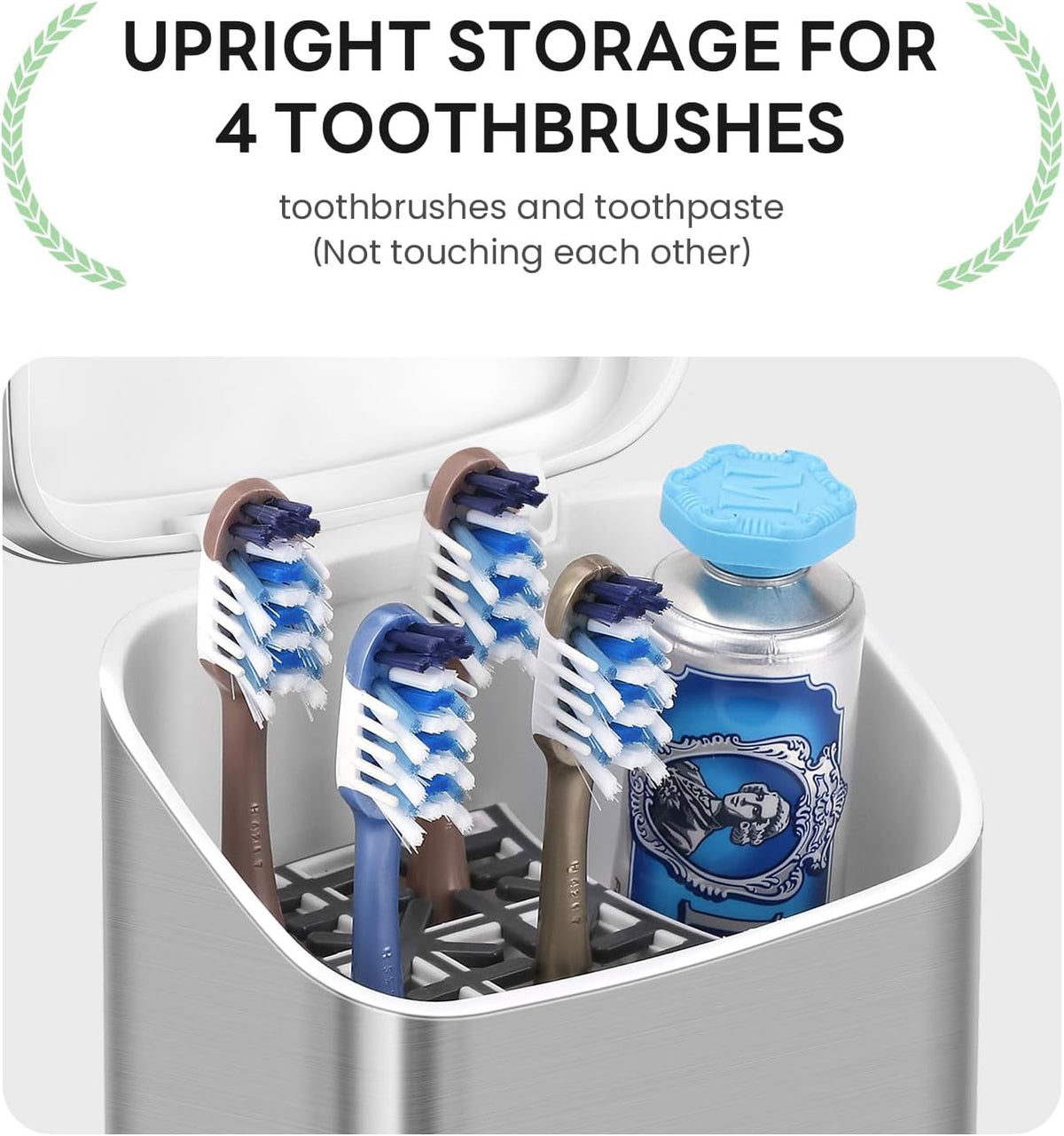 GFWARE Bathroom Toothbrush Holder with Cover, Ventilated & Drainage, Silver