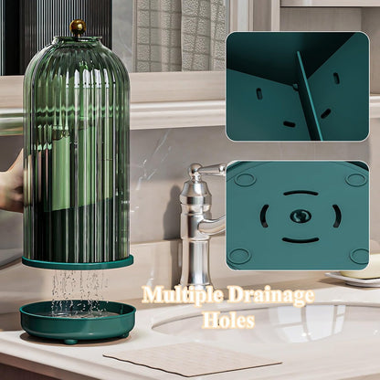 Toothbrush Holder with Drainage Holes Removable Bowl, Green