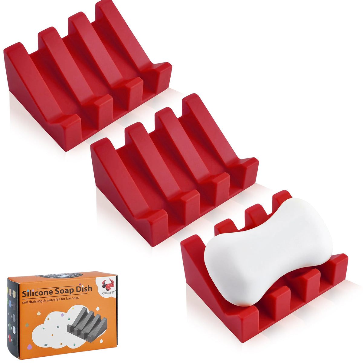 Self Draining Soap Dish Holder,Silicone Soap Dish,for Bathroom,Kitchen, Sponges，Can Extend Soap Life，Keep Soap Bars Dry and Easy Cleaning (Black,1-Pack)