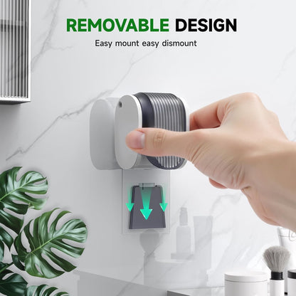 4 Pcs Toothbrush Holders Wall Mounted, Single Slot Design, Shower Self Adhesive Wall Mounted Toothbrush Holder with Cover, Waterproof and Dustproof, Suitable for Bathroom, Family, Travel (Grey)