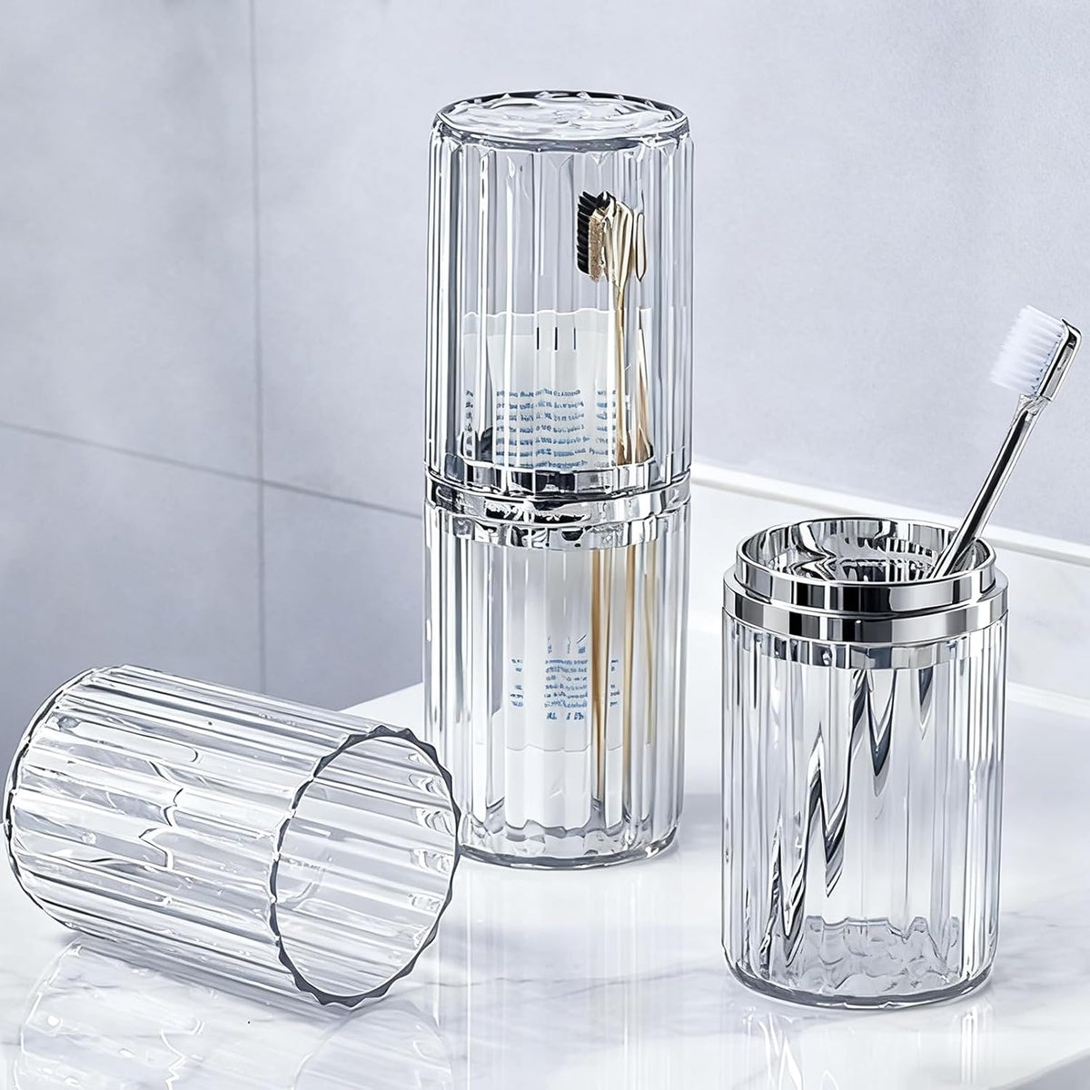 Large Toothbrush Travel Case 2 in 1 Toothbrush Holder and Rinse Cup