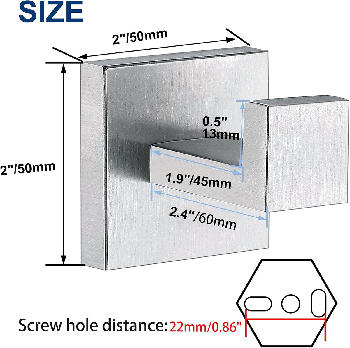Towel Hooks for Bathrooms, Brushed Nickel Towel Hook for Kitchen Bathroom, SUS304 Stainless Steel Coat Hook, Square Heavy Duty Holder Robe Hooks for Hanging Towels, Coats, sponges, Wall Mount, 4 Pack