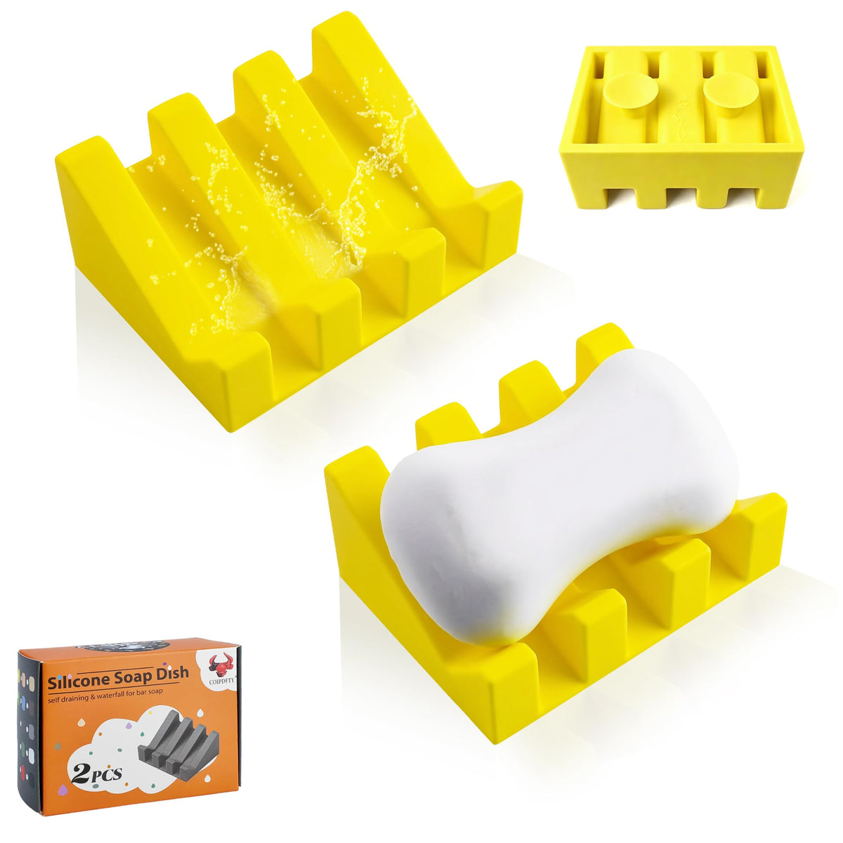 Soap Dish Holder for Shower with Suction Cup, Silicone Soap Holder & Saver Self-Draining Bar Soap Dish Keeps Soap Dry for Bathroom, Kitchen, Bathtub, Extends Soap Life (White-1Pack)