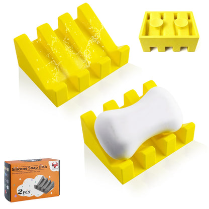 Soap Dish Holder for Shower with Suction Cup, Silicone Soap Holder & Saver Self-Draining Bar Soap Dish Keeps Soap Dry for Bathroom, Kitchen, Bathtub, Extends Soap Life (White-1Pack)