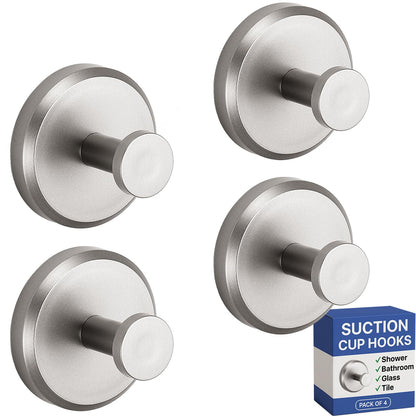 HOME SO Suction Cup Hooks for Shower & Bathroom Towel Holder 4-Pack Gold
