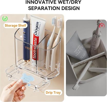 2 Slots Electric Toothbrush Holders Wall Mounted for Bathrooms