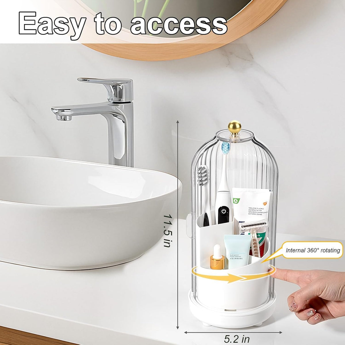 Toothbrush Holders with Cover Toothpaste Organizer for Bathroom, White
