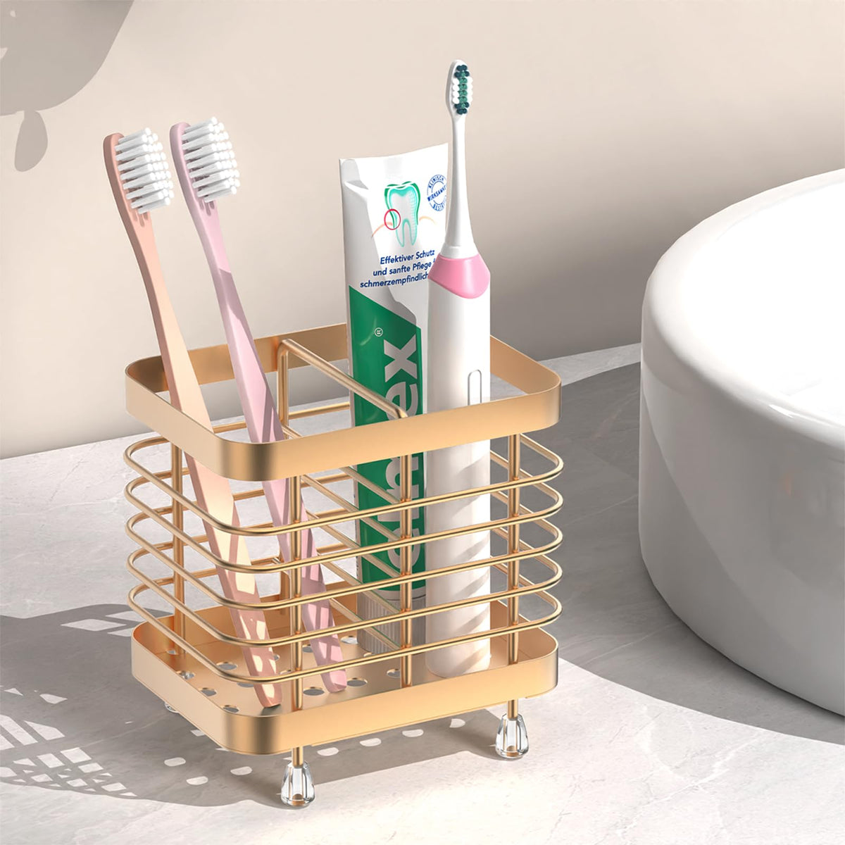 Luxspire Toothbrush Holders for Bathroom, Stainless Steel, 2 Slots, Silver
