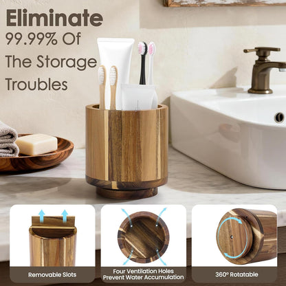 Toothbrush Holder for Bathrooms,Toothbrush Holders,Acacia Wood