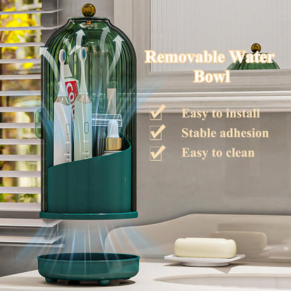 Toothbrush Holder with Drainage Holes Removable Bowl, Green