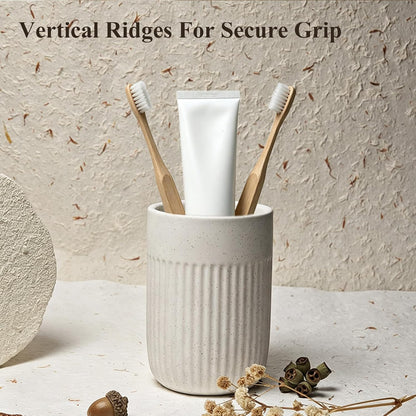 White Toothbrush Holder for Bathroom Ceramic Toothbrush Cup